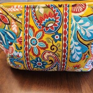 Vera Bradley Yellow Floral Quilted Cosmetic Pouch